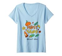 Womens Halloween Feast Squad Harvest Design - Funny Spooky Graphic V-Neck T-Shirt