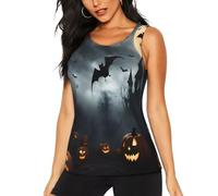 Women's Halloween Flying Bats 4 Print Quick Drying Fitness Tank Top,Breathable Sleeveless Workout Vest Black