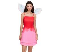 Women's Halloween Forest Fairy Costumes Sparkly Sleeveless Mini Dress with Fairy Wings Tale Princess Cosplay Fancy Dress (F-Red Adult, M)