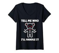 Womens Halloween Funny Quote Tell me who Voodoo Doll V-Neck T-Shirt