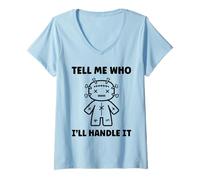 Womens Halloween Funny Quote Tell me who Voodoo Doll V-Neck T-Shirt