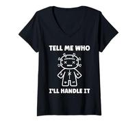Womens Halloween Funny Quote Tell me who Voodoo Doll V-Neck T-Shirt