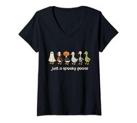 Womens Halloween Geese Procession Costume Lineup V-Neck T-Shirt