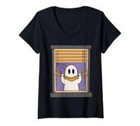 Women's Halloween Ghost Humor Cute Spooky Season V-Neck T-Shirt