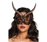 Womens Halloween Gothic Bronze Mama Legba Fancy Dress Masquerade Eye Mask Horns