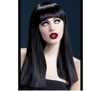 Womens Halloween Gothic Long Black Cosplay Costume Alexia Wig with Fringe