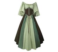 Women's Halloween Gothic Victorian Dress - Vintage Renaissance Cosplay Costume with Lace Up Design, Steampunk Medieval Fairy Outfit for Adult Party Peasant Irish Princess Clothes (#02 Green, 5XL)