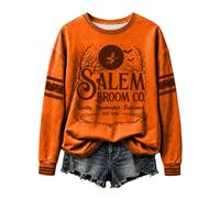 Women's Halloween Graphic Hoodless Sweatshirt, Cosy Fleece Top | Playful seasonal print fleece pullover for women, cosy hoodless top for Halloween casual wear