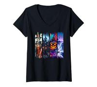 Women's Halloween Haunting Season Paint Stroke Design V-Neck T-Shirt
