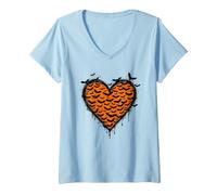 Women's Halloween Heart Costume Pumpkin Skeleton Ghost Witch Horror V-Neck T-Shirt