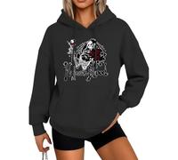 Womens Halloween Hoodies | Halloween Blood Vampire - Fashion Graphic Sweatshirt Loose Horror Tops | for Fall Black XXL