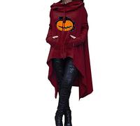 Womens Halloween Hoodies UK Clearance Pumpkin Ghost Cat Bat Graphic Print Jumper Long Sleeve Round Neck Pullover with Hooded Oversized Loose Fit Tunic Tops Ladies S-XXL