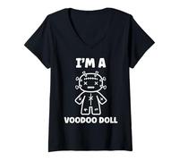 Womens Halloween Horror Funny Quote I'm a Voodoo Doll V-Neck T-Shirt