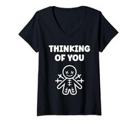 Womens Halloween Horror Funny Quote Thinking of You Voodoo Doll V-Neck T-Shirt