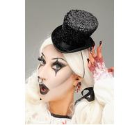 Womens Halloween Horror Terrifier Art The Clown Style Black Glitter Mini Top Hat
