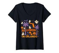 Womens Halloween in Orlando Florida Spooky Travel Vacation Souvenir V-Neck T-Shirt