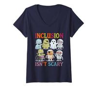 Womens Halloween Inclusion Isn’t Scary Monsters Diversity Awareness V-Neck T-Shirt