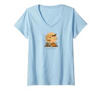 Women's Halloween is Good Fall Moon Spook Cozy Fall Autumn Halloween V-Neck T-Shirt
