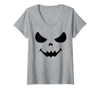 Womens Halloween Jack O Lantern Scary Pumpkin Face Last Minute Top V-Neck T-Shirt