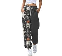 Womens Halloween Jogger Sweatpants Tracksuit Jogging Bottoms Pumpkin Ghost Skull Funny Graphic Printed Activewear Trousers Loose Straight Leg Drawstring Comfy Yoga Jogger Pants Fall Winter Outfits