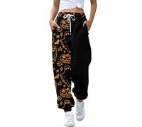 Women's Halloween Jogger with Pocket, Ghost Skull Funny Graphic Printed Sweatpants High Waist Wrokout Baggy Jogging Women's Halloween Trousers