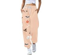 Women's Halloween Jogger with Pocket, Ghost Skull Funny Graphic Printed Sweatpants High Waist Wrokout Baggy Jogging Women's Halloween Trousers