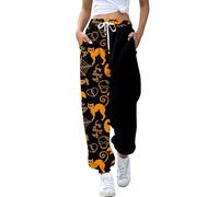 Women's Halloween Jogger with Pocket, Ghost Skull Funny Graphic Printed Sweatpants High Waist Wrokout Baggy Jogging Women's Halloween Trousers