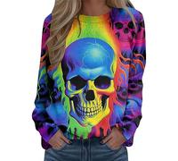Womens Halloween Jumper Crewneck Sweatshirt, Loose Printed Jumpers, Casual Jumper, Goth Plus Size Shirts Ghost Slouchy Sweatshirts Tops Autumn Pullover Long Sleeve Clothes