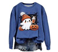 Women's Halloween Jumper - Oversized Pumpkin & Skeleton Print Knit | Cosy Oversized Crew Neck Pullover with Long Sleeves | Autumn Winter Casual Snug Sweater 2026 Festive Knitwear