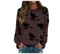 Womens Halloween Jumper Printed Sweatshirt, Long Sleeve Tops, Slouchy Oversize Jumpers, Ghost Soft Clothes Fit Lightweight Sweatshirts Costumes Casual Tops Loose Autumn Pullover