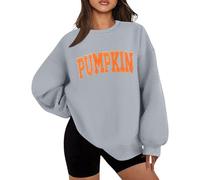 Womens Halloween Jumper, Pumpkin Jumper Women | Cute Ghost Pumpkin Crew Neck Jumper Cozy Long Sleeve Pullover Top For Autumn Clothing Ideal For Themed Parties