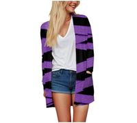 Women's Halloween Knitted Cardigan for Cosy Winter Days Long Sleeves Open Front Casual Knitted Top, purple, M