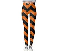 Womens Halloween Leggings Funny Striped Graphic High Waisted Tights Stretch Pencil Pants Plus Size Yoga Sport Workout Casual Party Leggings Ladies Halloween Costumes Outfit (A04-Orange, XL)