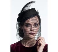 Womens Halloween Lizzie Borden Style Gothic Black Widow Victorian Hat with Net