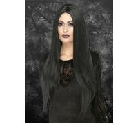 Womens Halloween Long Black Scary Gothic Deluxe Fancy Dress Witch Wig