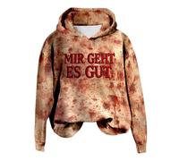 Women's Halloween Long Sleeve Hoodie Casual Sweatshirt for Autumn and Winter, Stylish and Comfortable Design, Ideal for Holidays Drawstring Hoodie, Brick Red2, XXL