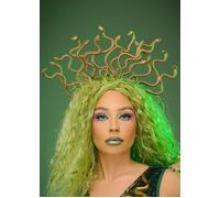 Womens Halloween Medusa Gold Snake Fancy Dress Cosplay Headpiece Ancient Greek