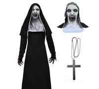 Women's Halloween Nun Costume, Carnival Nun Costume, Horror Adult with Nuns Mask, for Carnival, Halloween or Theme Parties (L)