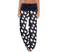 Womens Halloween Pajamas Bottoms Comfortable Elastic Waisted Drawstring Trousers Ladies Fashion Pumpkin Print Sleepwear Casual Baggy Hight Rise Wide Leg Sleep Pants