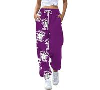 Womens Halloween Pants Funny Pumpkin Printed Sports Trousers with Pockets Loose High Waisted Gym Pants Elastic Waisted Joggers Tracksuit Bottoms Fashion Drawstring Athletic Lounge Pant Purple
