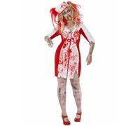 Smiffy's Adult Women's Curves Zombie Nurse Costume, Dress And Headpiece, Zombie - halloween zombie fancy dress costume nurse ladies curves size plus