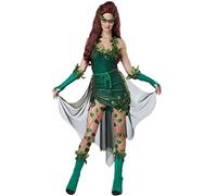 Women's Halloween Poison Ivy Costume Fake Leaves Halter Neck Dress Sexy Green Lethal Beauty Costume Cosplay Outfits (Green, S)