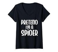 Womens Halloween Pretend I'm A Spider V-Neck T-Shirt