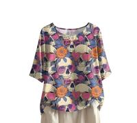 Women's Halloween Print Button Round Neck Short Sleeve T Shirt Short Sleeved Womens Tops with Cute Pumpkin and Ghosts Pattern (S)