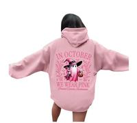 Womens Halloween Print Stand Alone In October We Wear Witch Breast Cancer Awareness Norwegian Pullover Womens Winter Hoodie, pink, XL