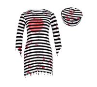 Women's Halloween Prisoner Cosplay Costume Adult Evil Inmate Outfit For Fright Night Festivities (A, XL)