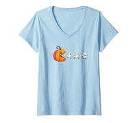 Womens Halloween Pumpkin Chasing Boo Candies, Spooky Sense of Humor V-Neck T-Shirt