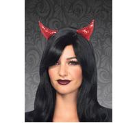 Womens Halloween Red Sequin Adult Size Cute Devil Horns On Headband Leg Avenue