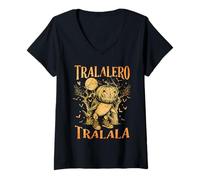 Womens Halloween Shark Tralalero Tralala Italian Brainrot Meme Kids V-Neck T-Shirt