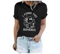 Womens Halloween Shirts Plus Size Tops Short Vintage Skull Coffee Cup Graphic Movie Tshirt Maybe 3 People Funny Witch Summer Crewneck Casual Ladies Ghost T Women Costume Clothing, Dark Gray, XL